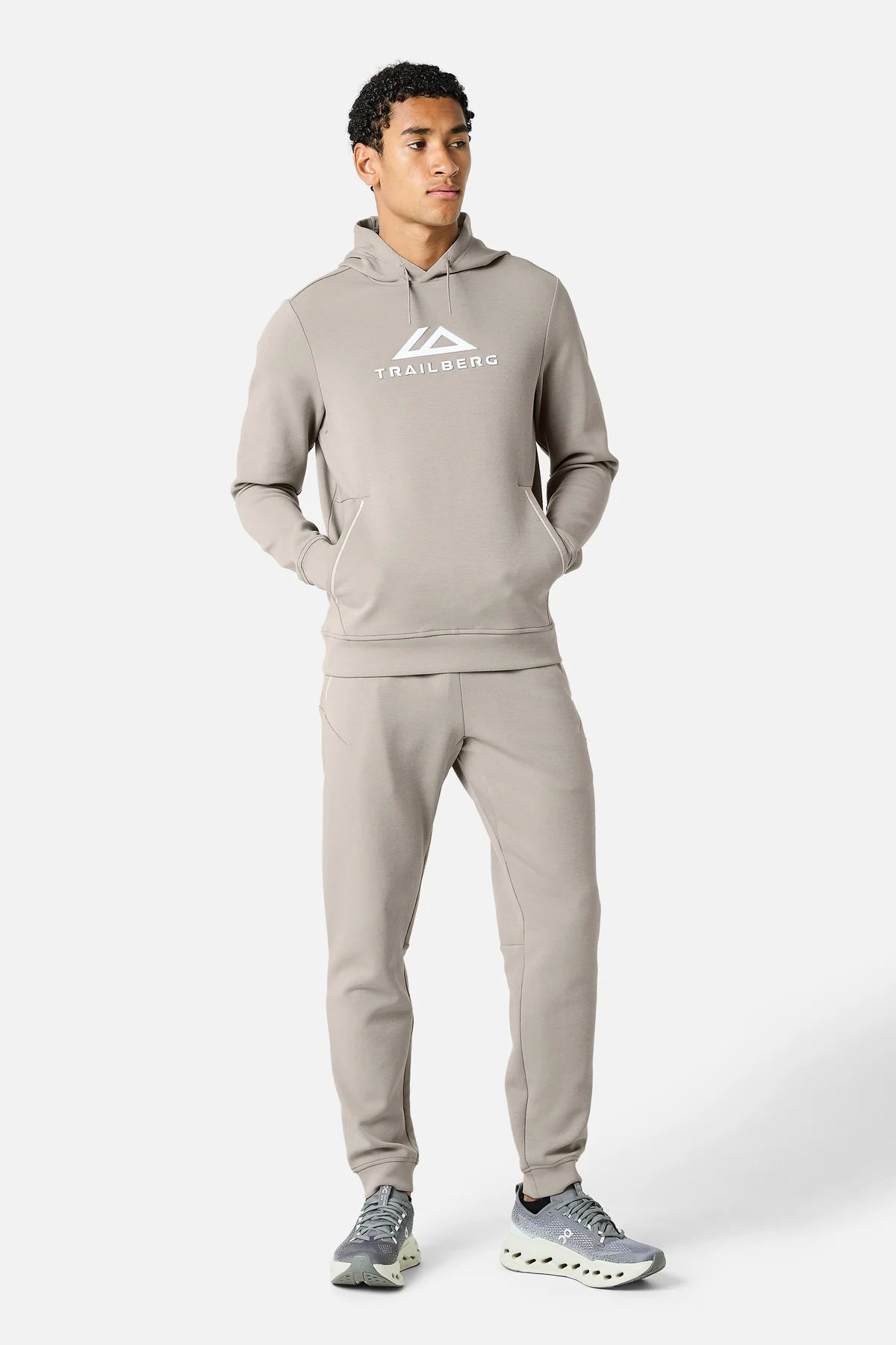 Trailberg Ashfell Large Logo Oth Fleece Hoodie - Dust Storm