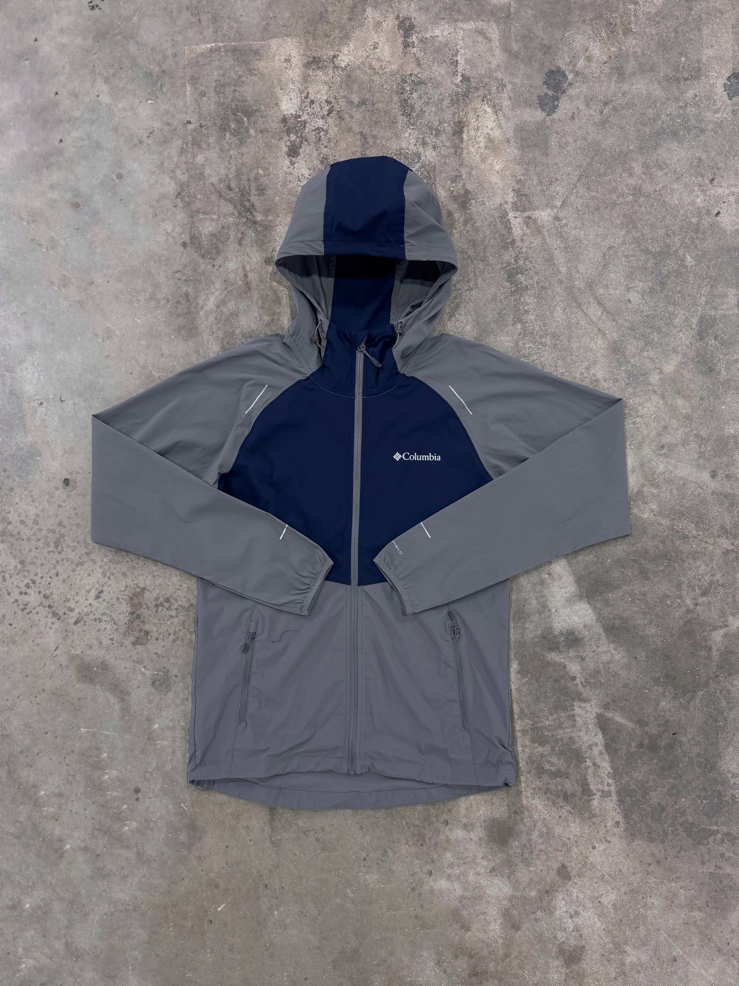 Columbia Tech Wind Full Zip Jacket - Grey / Navy from DripModa