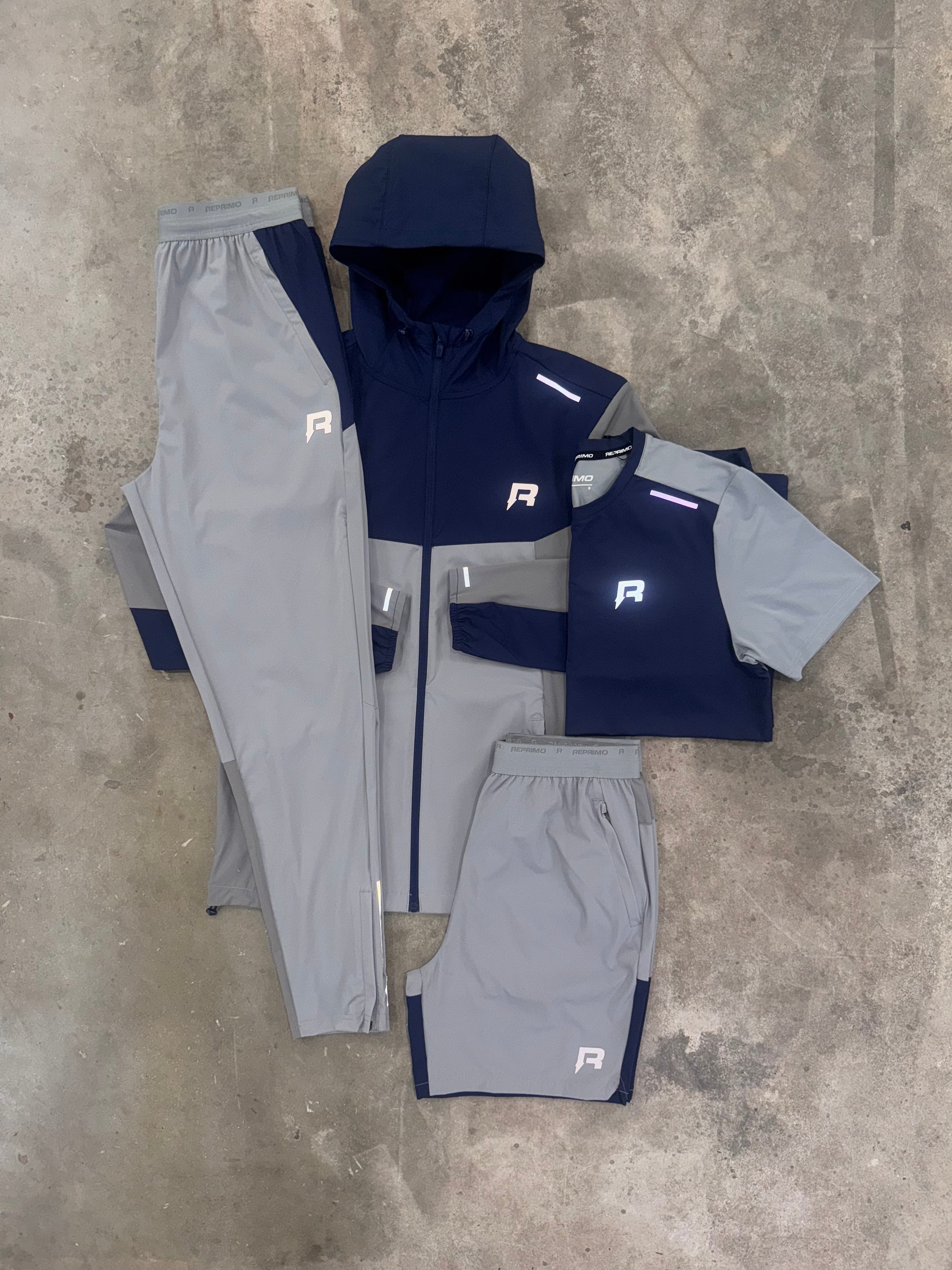 Reprimo Flight Grey Navy 4 Piece Set - Jacket / T Shirt / Pant / Short