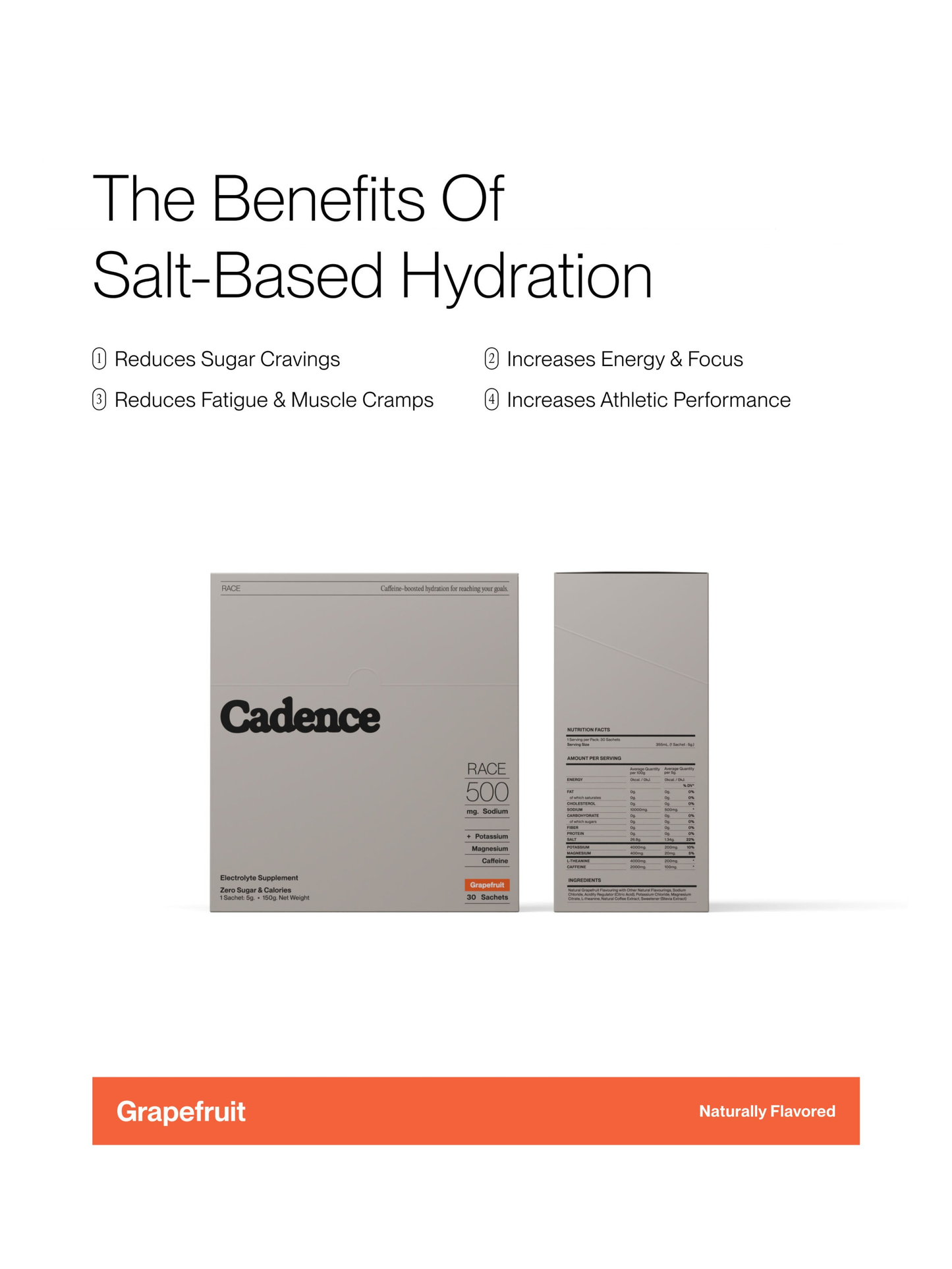 Cadence Race Energy Hydration Sachets - 30 Pack / Grapefruit from DripModa