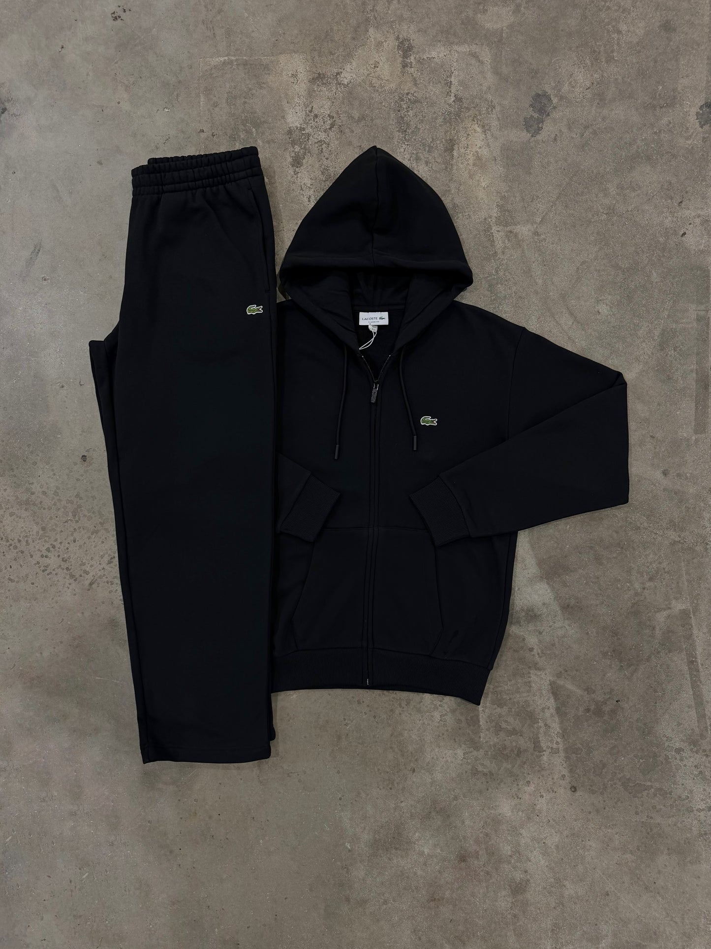 Lacoste Fleece Black Tracksuit - Zip Hoodie / Pant