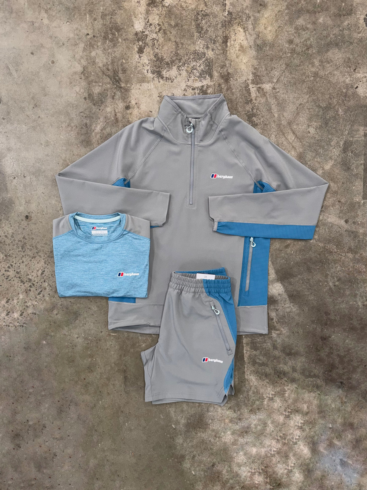 Berghaus Wavertree Grey Polar 3 Piece Set - Quarter Zip / T Shirt / Short