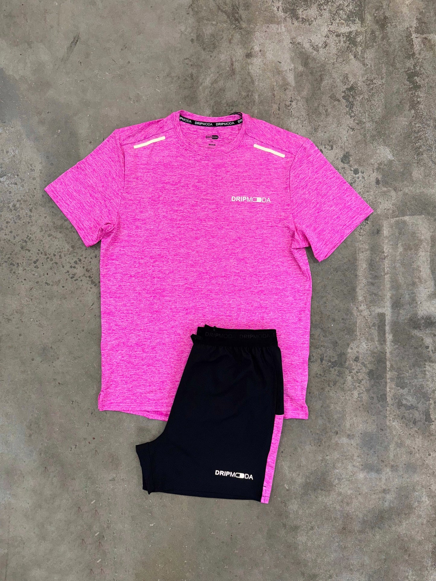 DripModa Pink Space Set - T Shirt / Shorts from DripModa