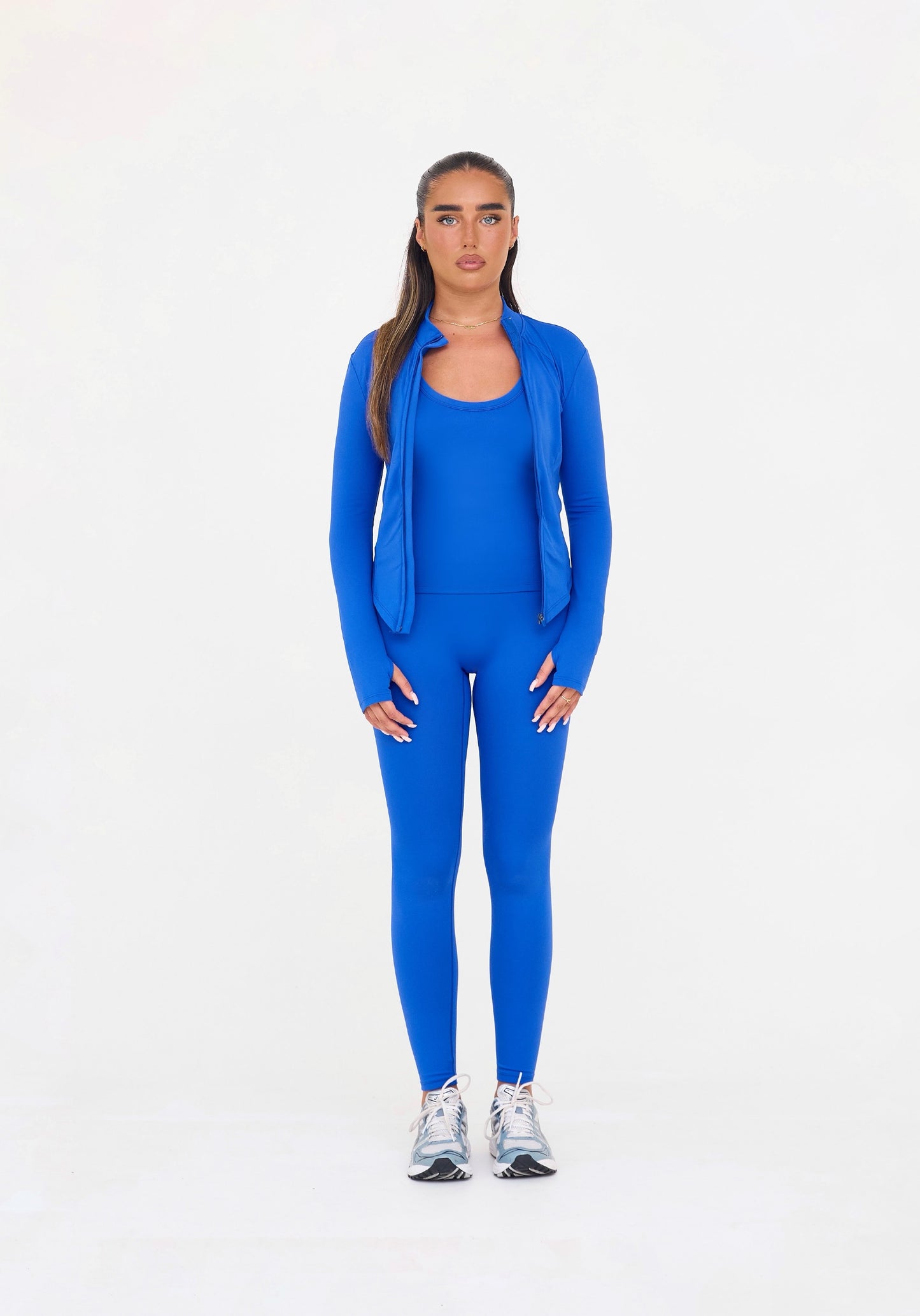 MDA Core Cobalt 3 Piece Sculpt Set - Zip Up Jacket / Vest Top / Wrap Leggings