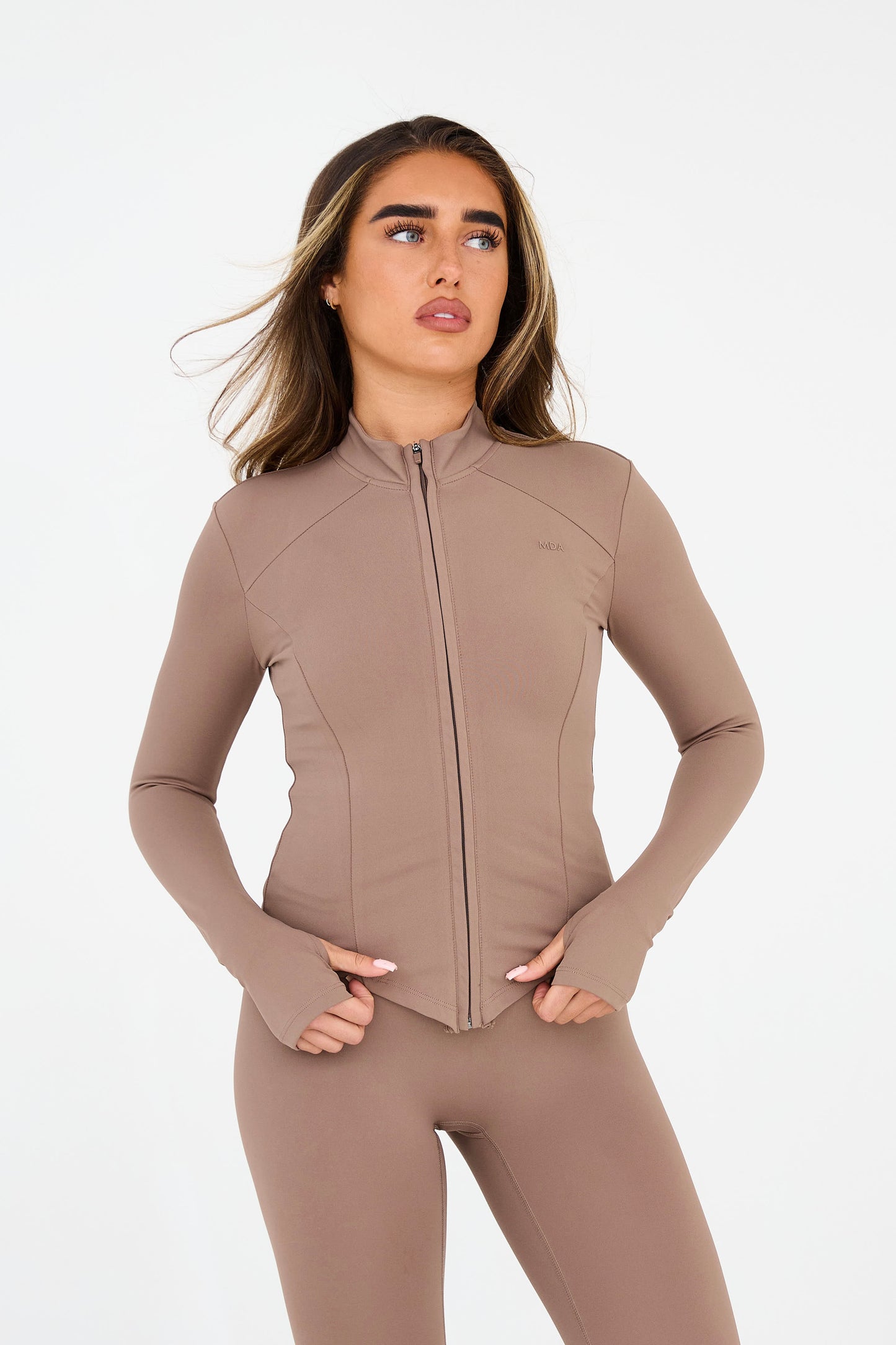 MDA Core Fawn 3 Piece Sculpt Set - Zip Up Jacket / Sculpt Vest Top / Wrap Leggings