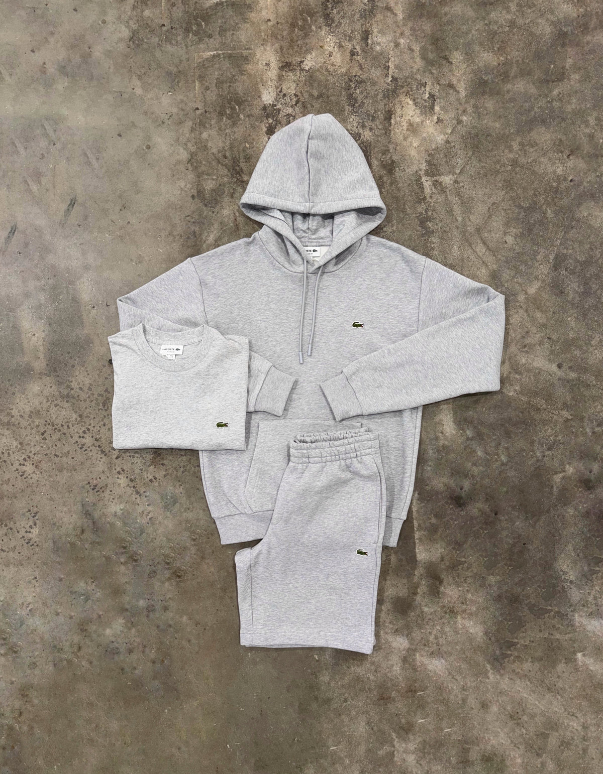 Lacoste Fleece Grey 3 Piece Set - Hoodie / T Shirt / Short