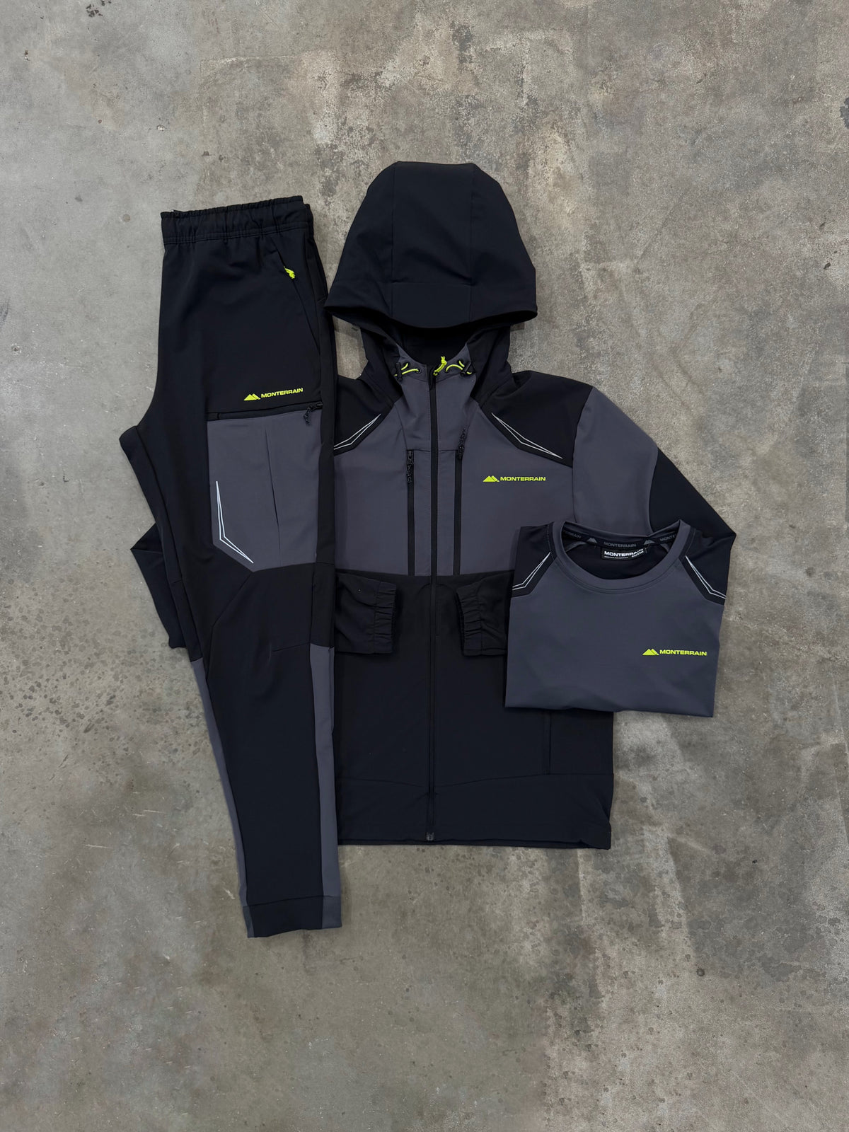 Monterrain Orbit Woven Charcoal 3 Piece Set - Jacket / T Shirt / Pant