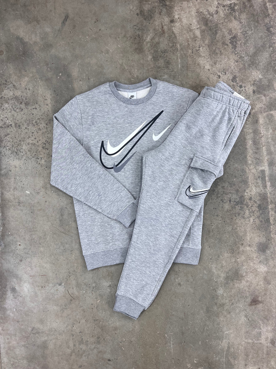 grey nike swoosh tracksuit