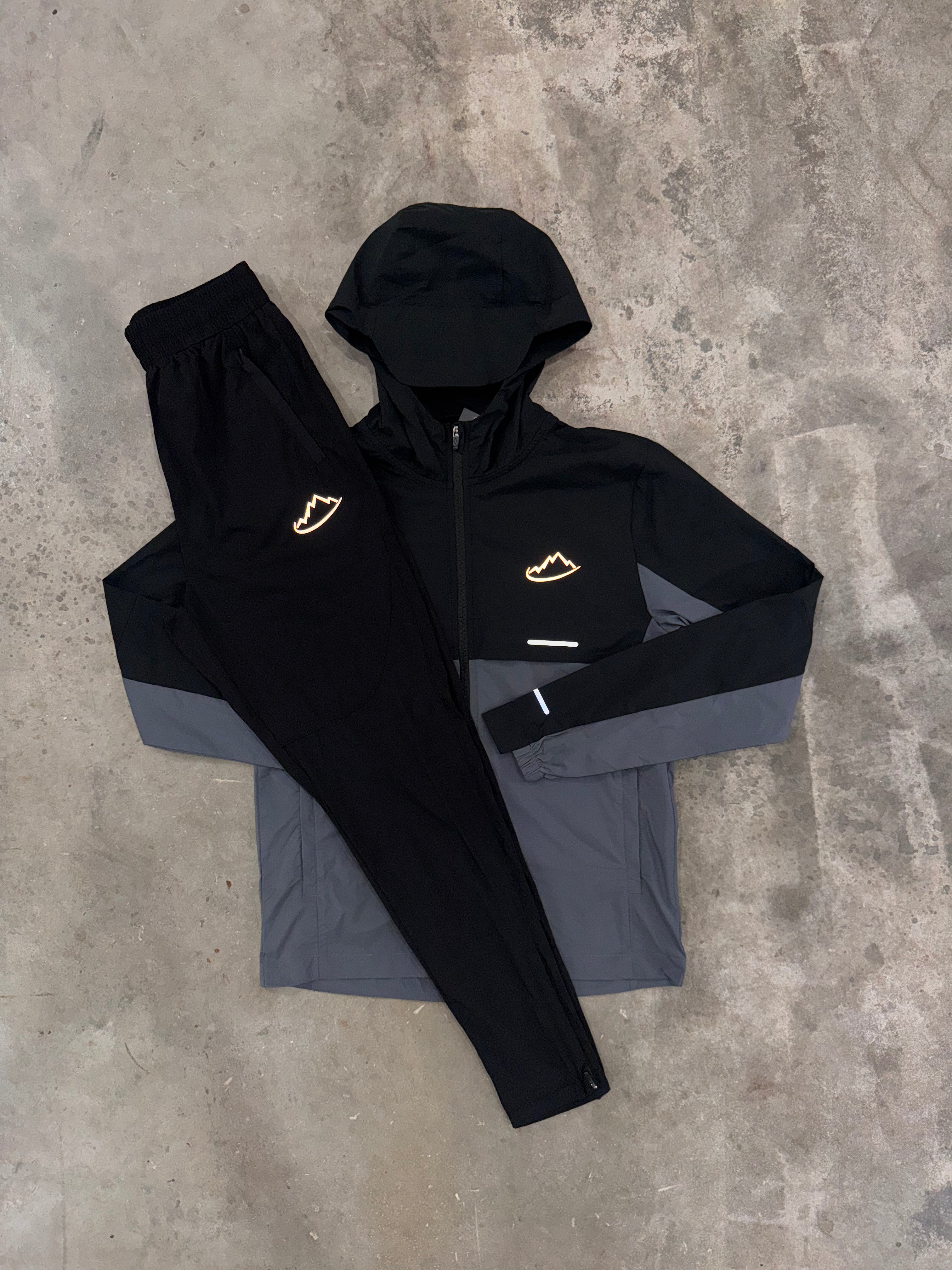 Adapt To Black / Grey Impact Tracksuit - Windbreaker / Pant
