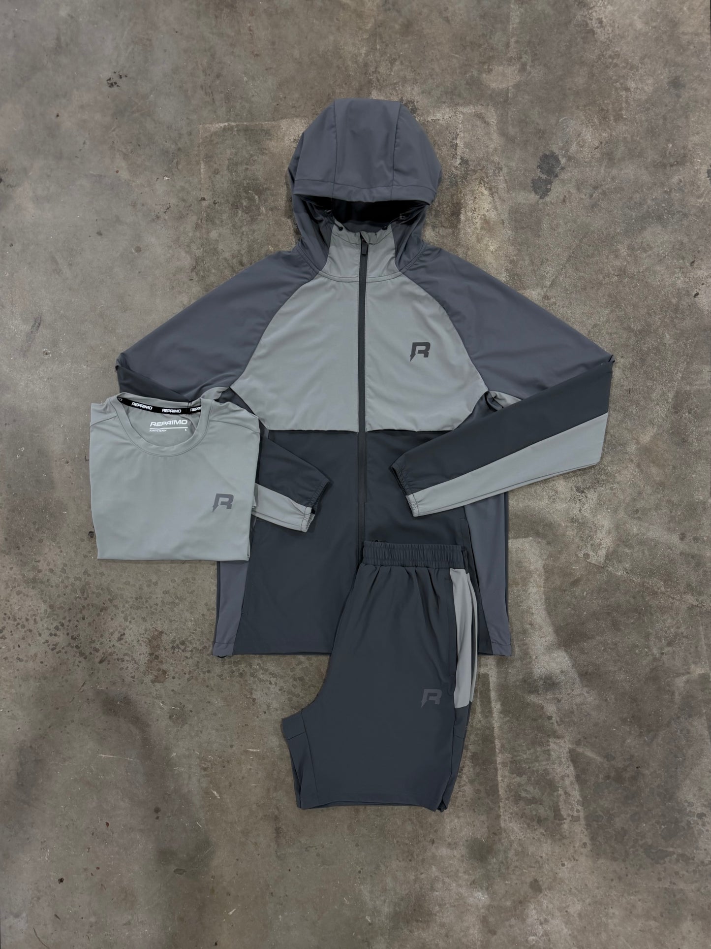 Reprimo Vortex Shadow Grey 3 Piece Set - Jacket / T Shirt / Short from DripModa