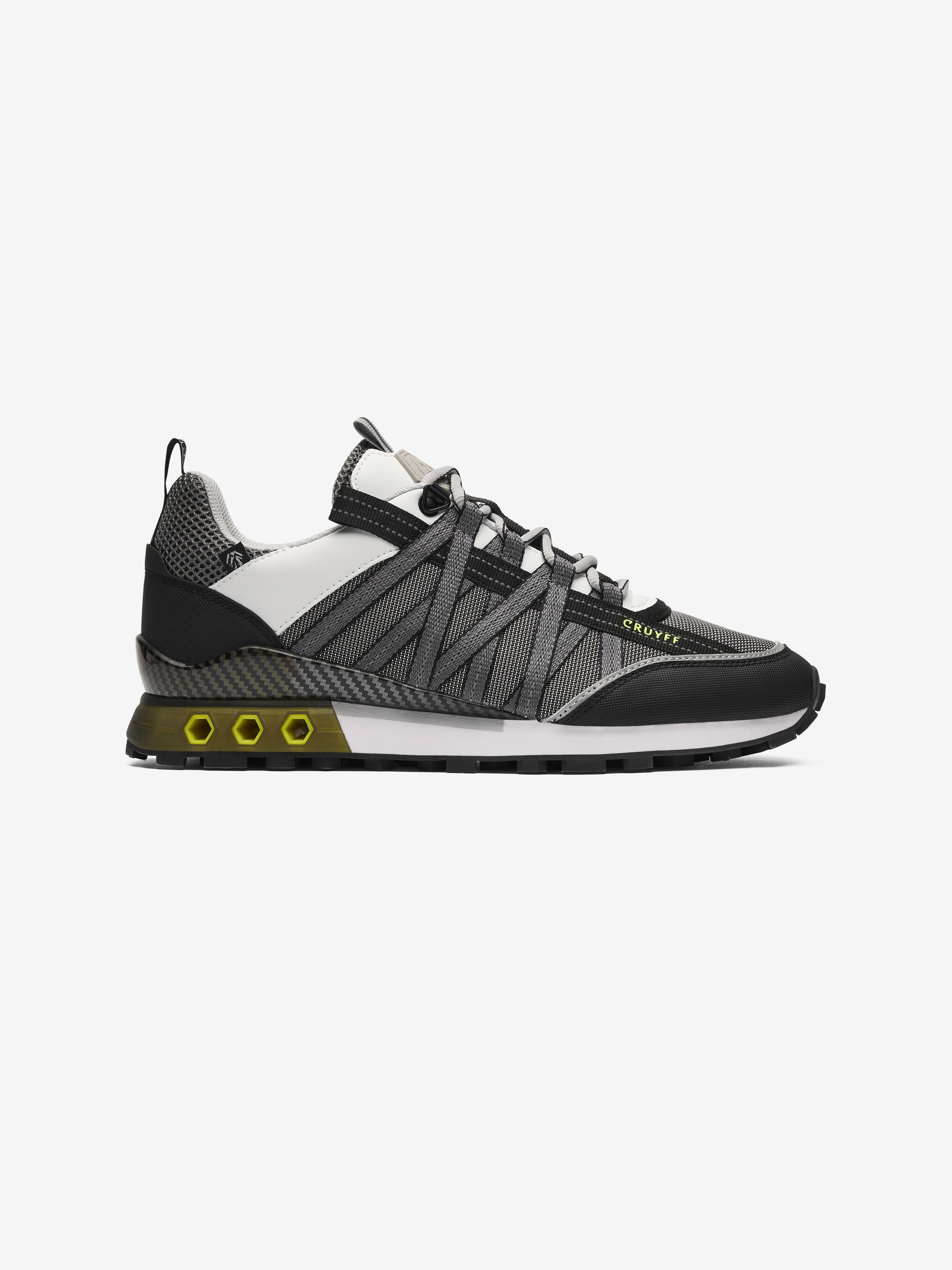 Cruyff Fearia Hex Tech Trainer - White / Fluo Yellow