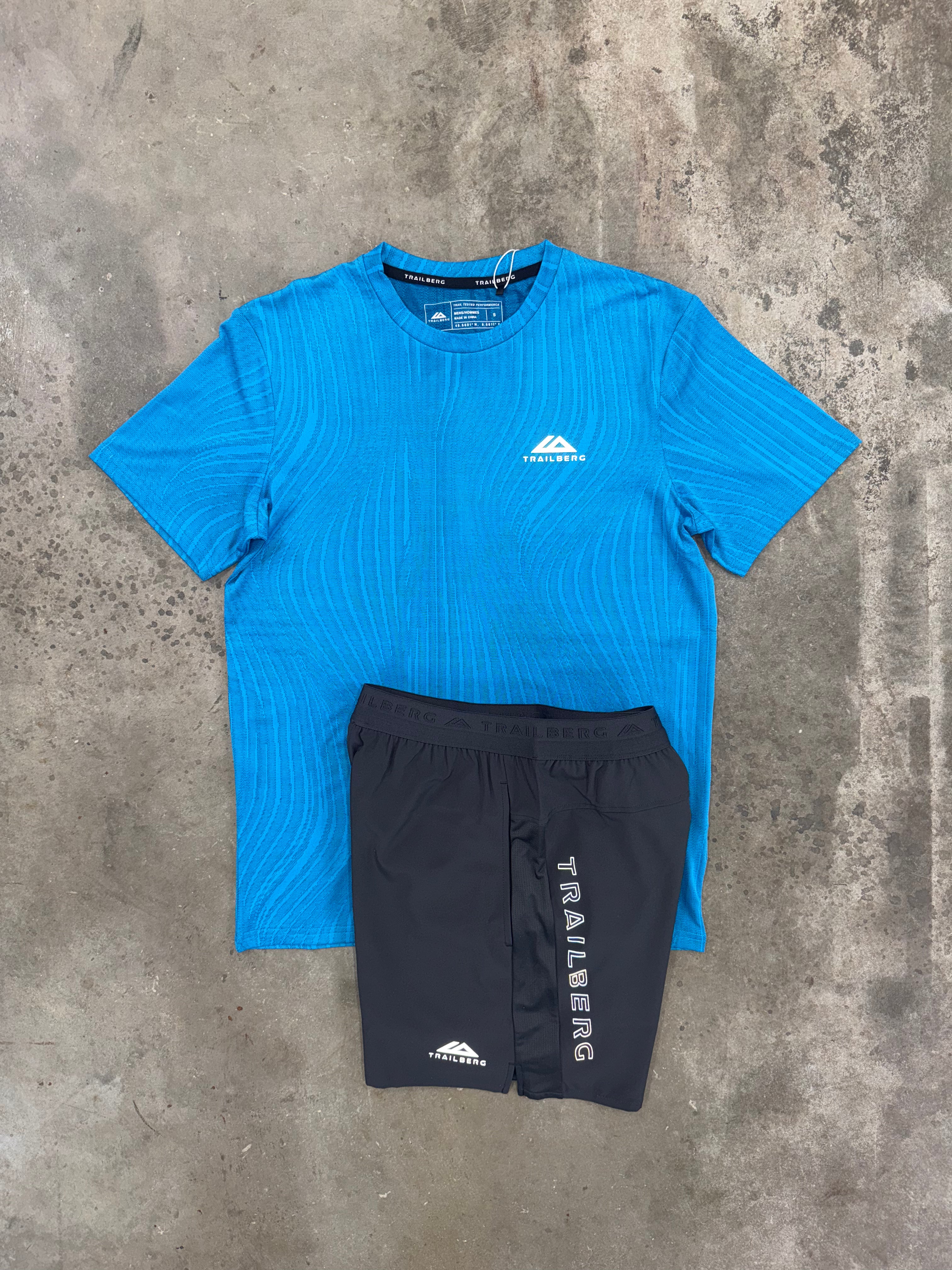 Trailberg Vertex Jacquard Atomic Blue Set - T Shirt / Short