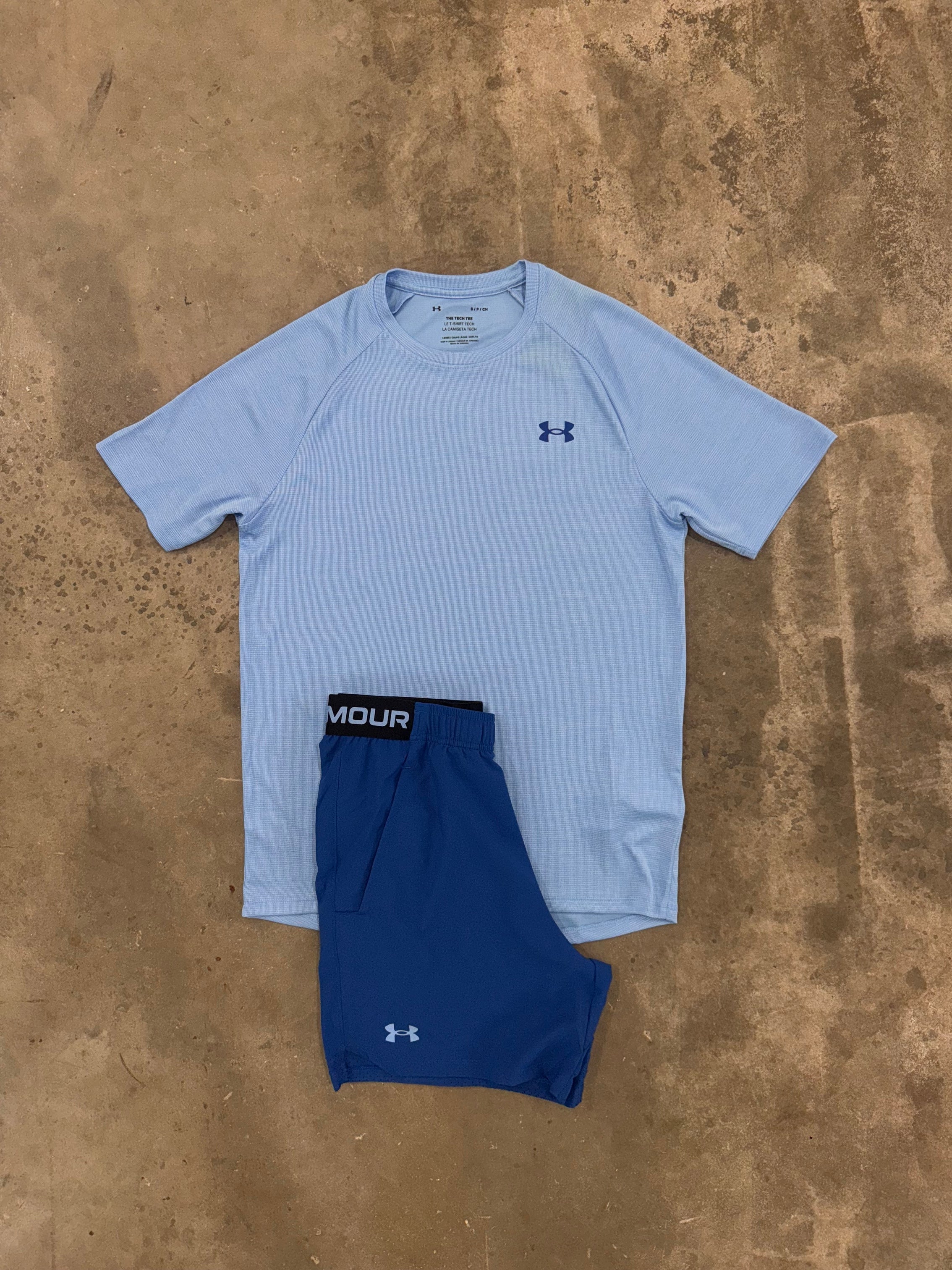 Under Armour Tech Textured Horizon Blue Set - T Shirt / Short