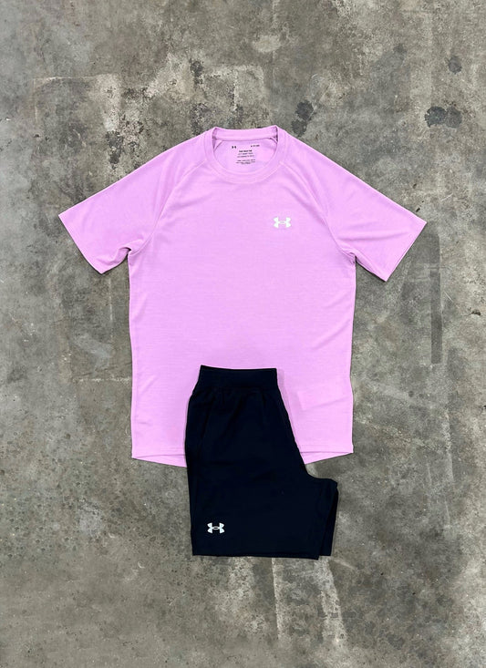 Under Armour Textured Pink Set - T Shirt / Short