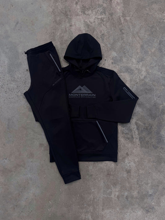 Monterrain Speed 2.0 Poly Black Tracksuit - Hoodie / Pant
