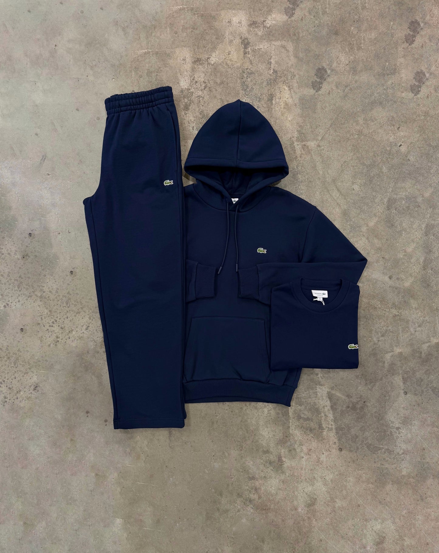 Lacoste Fleece Navy 3 Piece Set - Hoodie / T Shirt / Pant