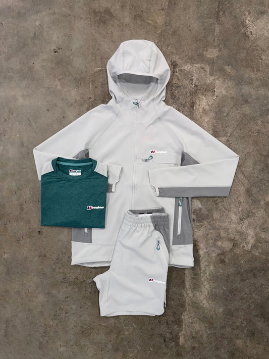 Berghaus Wavertree Grey Teal 3 Piece Set - Jacket / T Shirt / Short