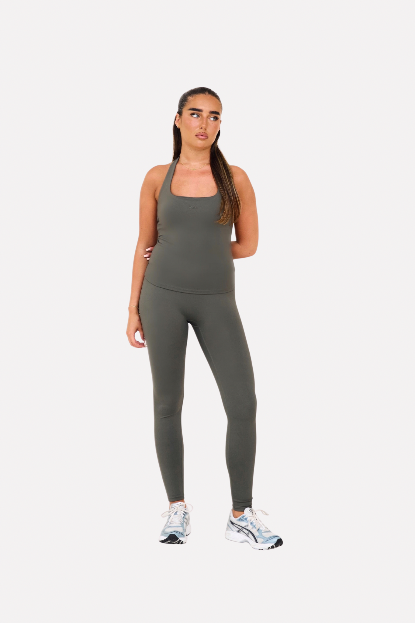 MDA Core Olive Halter Set - Halter Top / Wrap Leggings