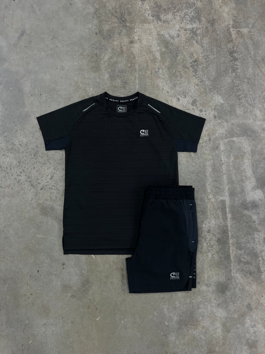 Cruyff Junior Degrees Black Set - T Shirt / Short