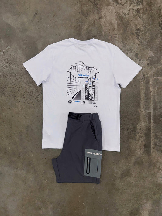 Dripmoda Explorer White Set - T Shirt / Cargo Short