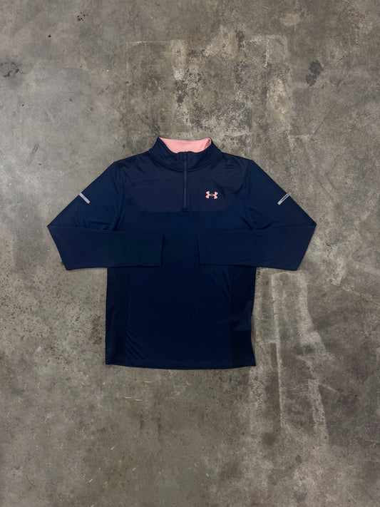 Under Armour Junior Tech Utility Quarter Zip - Navy / Pink