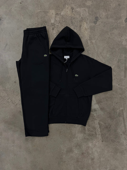 Lacoste Fleece Black Tracksuit - Zip Hoodie / Pant