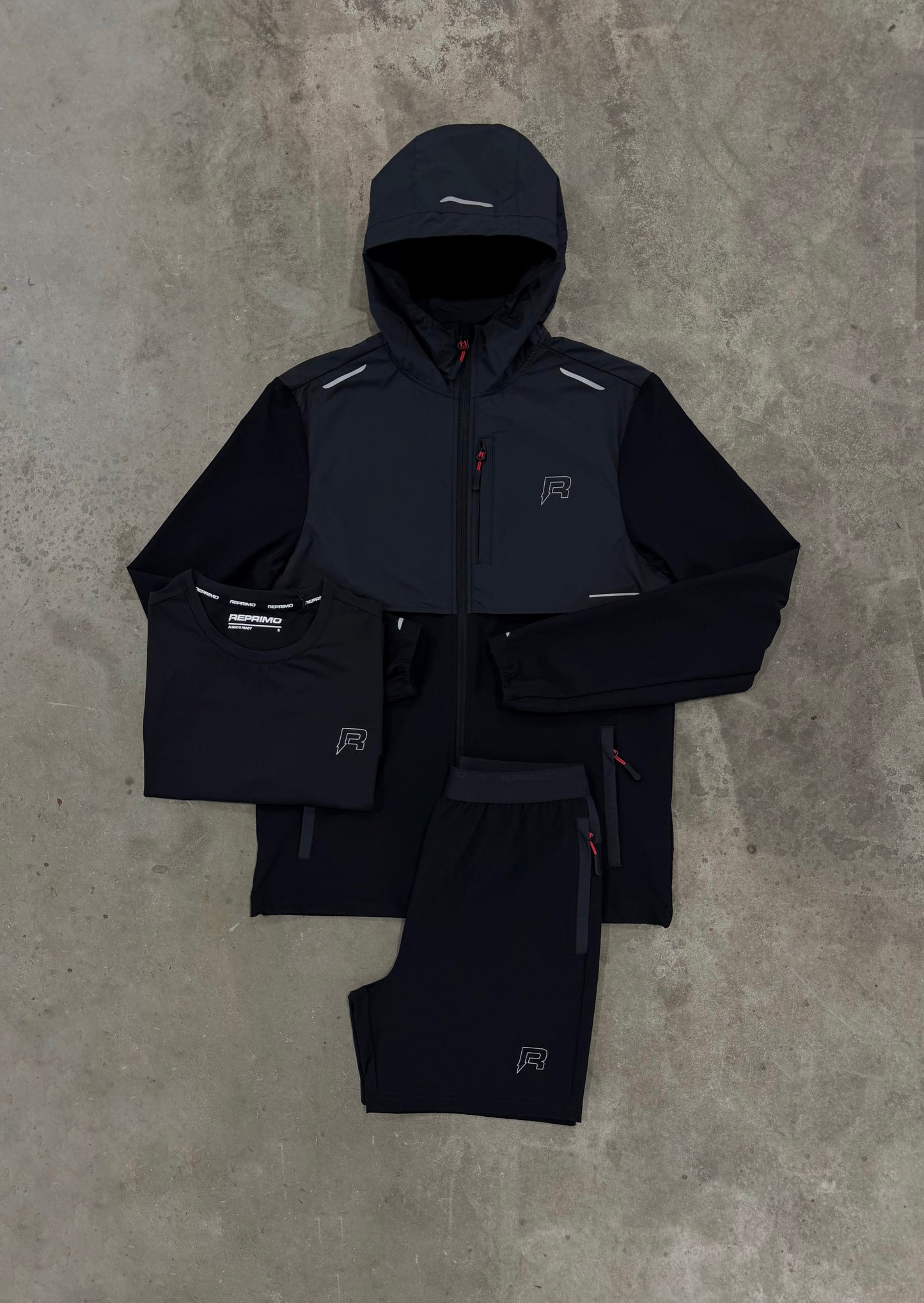 Reprimo Summit Black Red 3 Piece Set - Jacket / T Shirt / Short