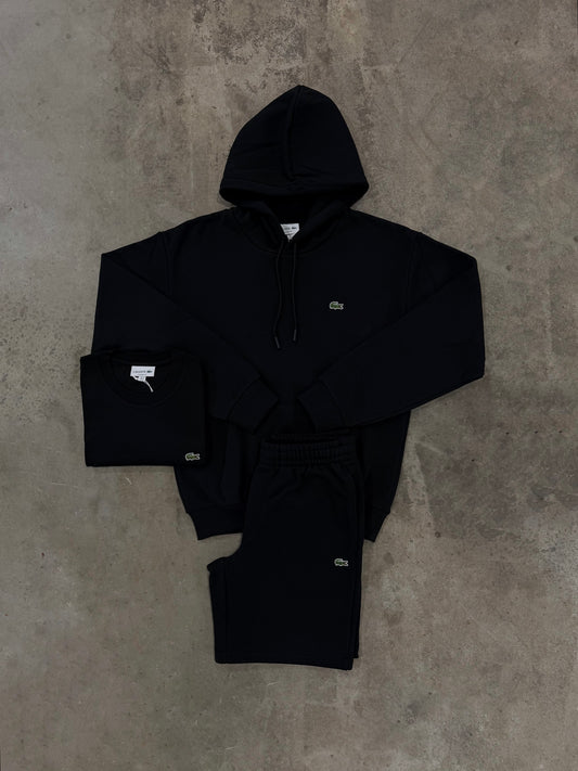 Lacoste Fleece Black 3 Piece Set - Hoodie / T Shirt / Short