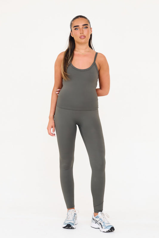 MDA Core Olive Sculpt Set - Vest Top / Wrap Leggings from DripModa