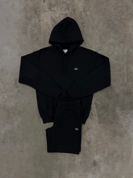 Lacoste Fleece Black Set - Hoodie / Short