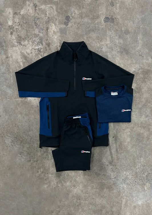 Berghaus Wavertree Black Navy Set - Quarter Zip / T Shirt / Short