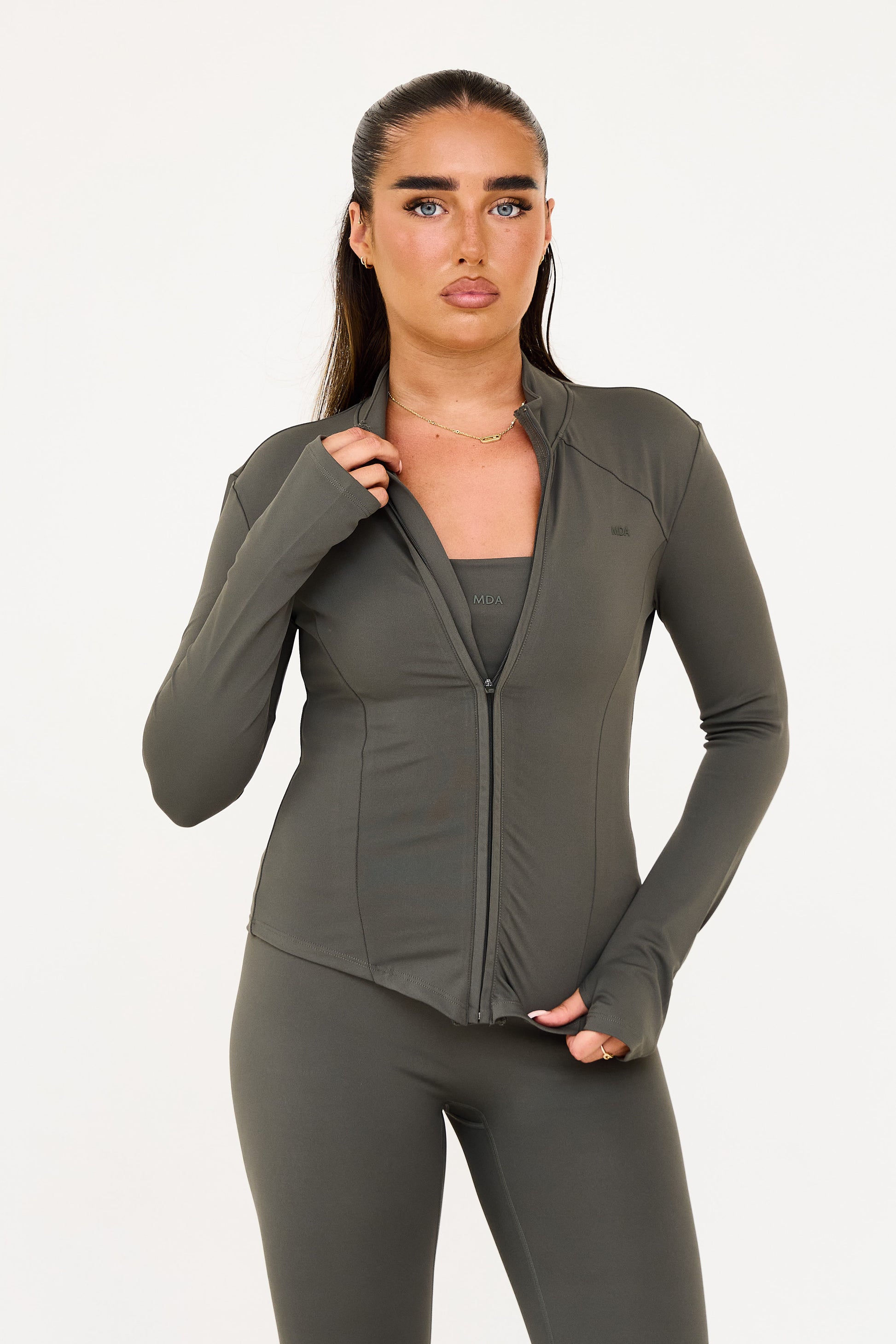 MDA Core Sculpt Zip Up Jacket - Olive from DripModa