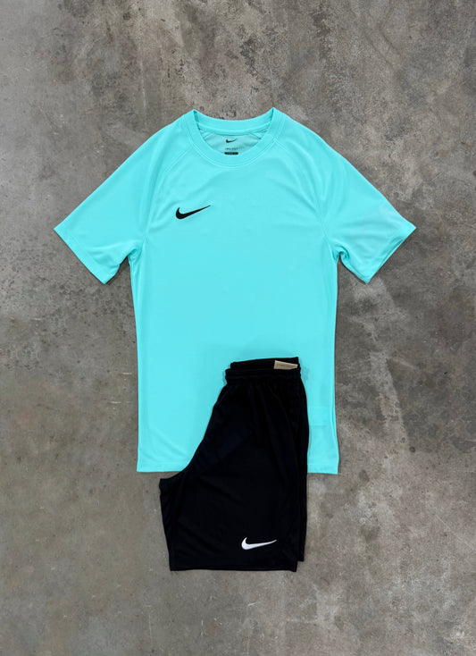 Nike Junior Dri Fit Turquoise / Black Set - T Shirt / Shorts