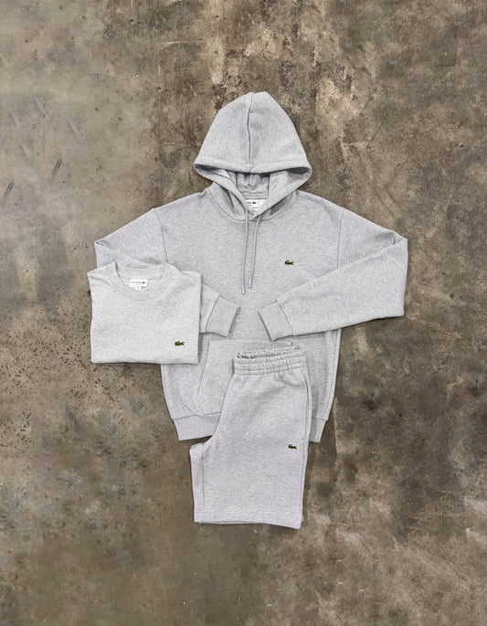 Lacoste Fleece Grey 3 Piece Set - Hoodie / T Shirt / Short