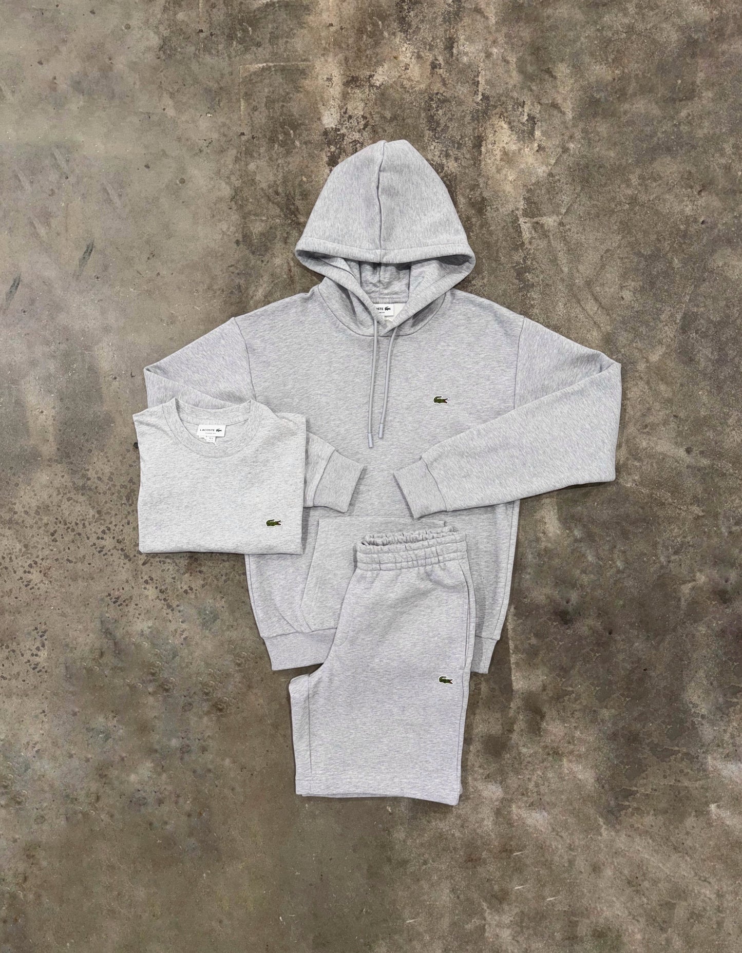 Lacoste Fleece Grey 3 Piece Set - Hoodie / T Shirt / Short