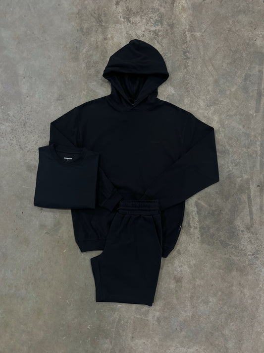 Condition Softlux Washed Black 3 Piece Set - Hoodie / T Shirt / Short