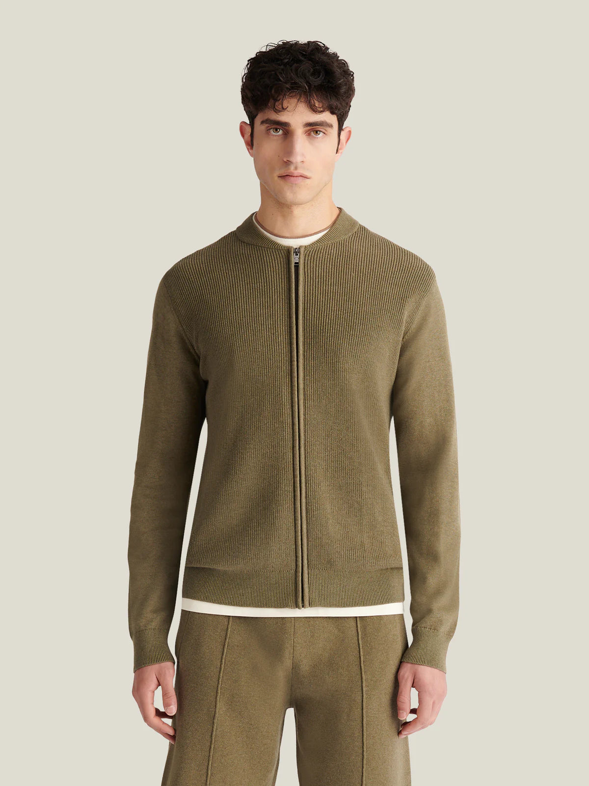 Peckham Rye Knitted Zip Up - Tea Leaf