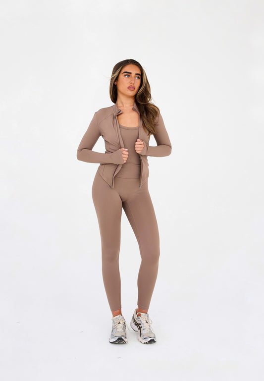 MDA Core Fawn 3 Piece Sculpt Set - Zip Up Jacket / Sculpt Vest Top / Wrap Leggings