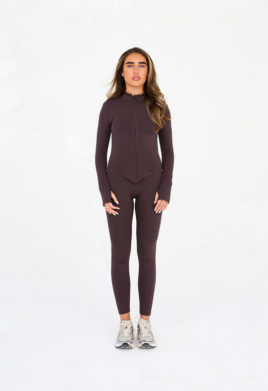 MDA Core Cocoa Zip Up Set - Zip Up Jacket / Wrap Leggings