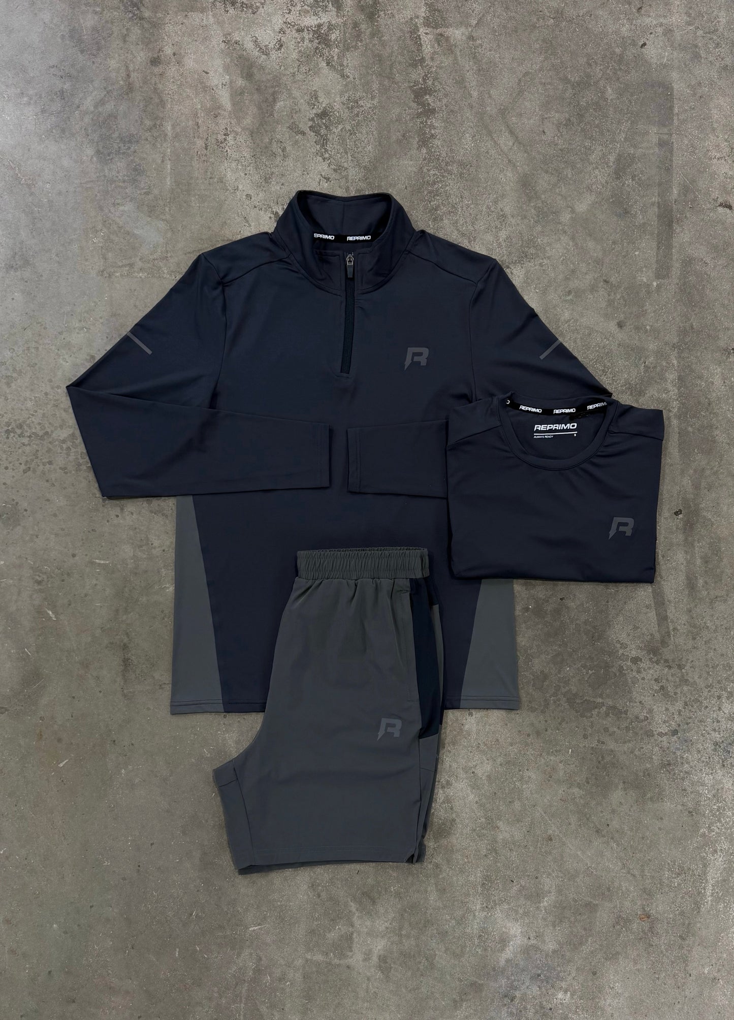 Reprimo Vortex Vulcan Slate 3 Piece Set - Quarter Zip / T Shirt / Short