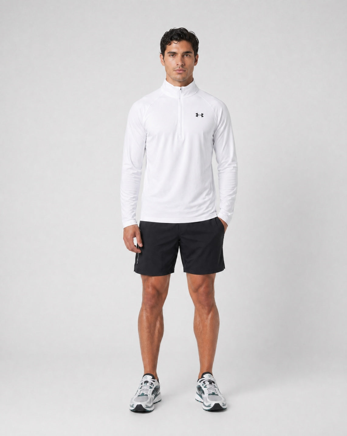 Under Armour Textured Distant Grey 3 Piece Set - Quarter Zip / T Shirt / Short