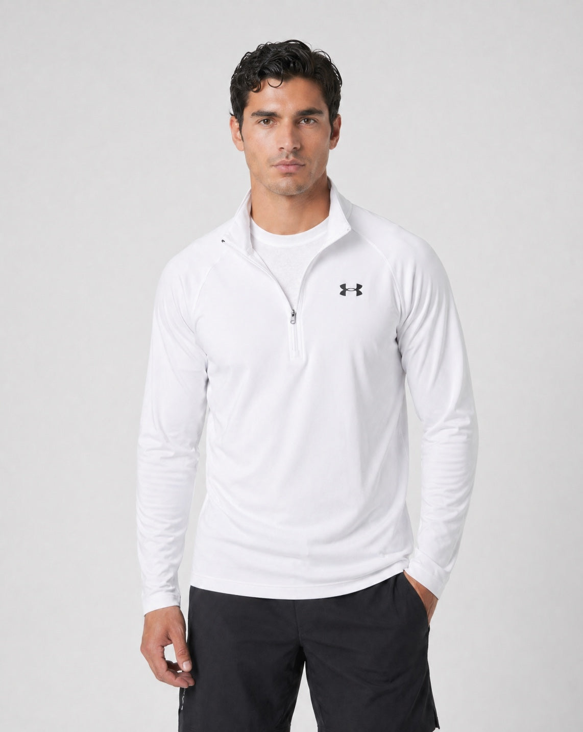 Under Armour Textured Distant Grey 3 Piece Set - Quarter Zip / T Shirt / Short