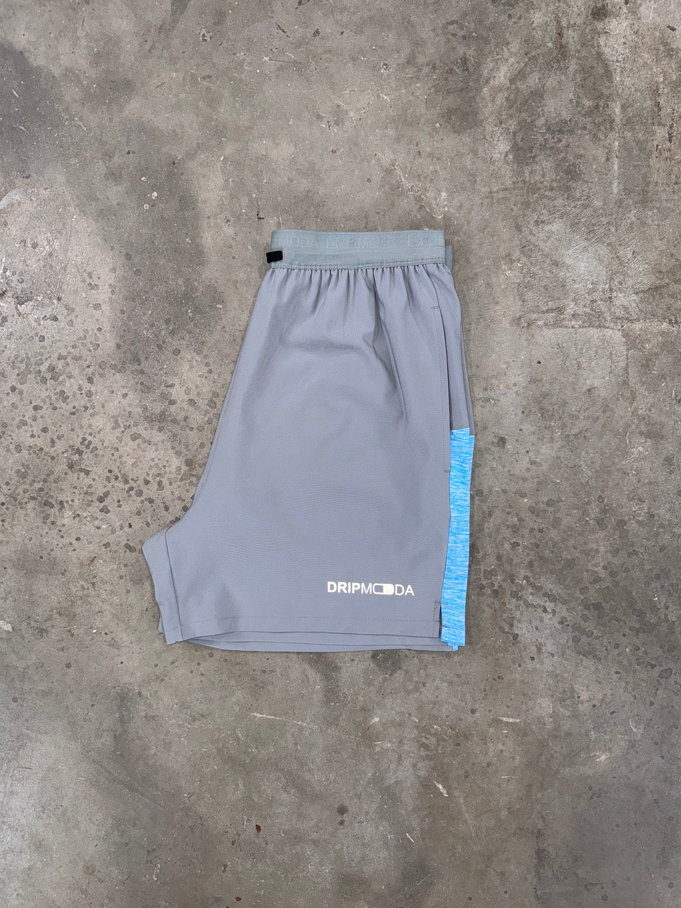 DripModa Space Shorts Grey / Sky Blue DripModaUk