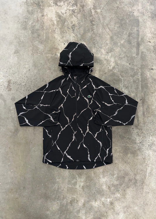 Lacoste Hooded Reflective Crocodile Print Jacket - Black
