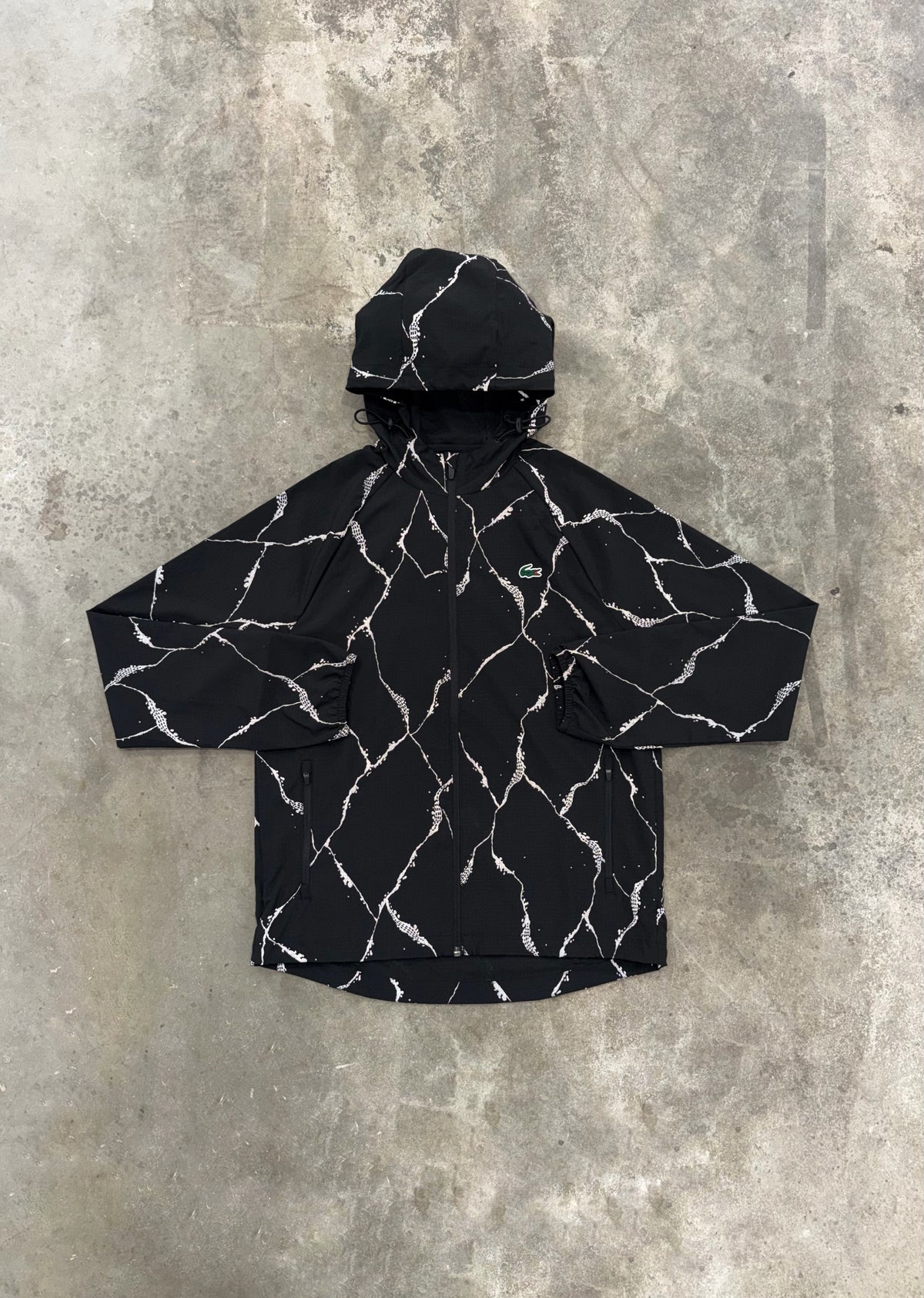 Lacoste Hooded Reflective Crocodile Print Jacket - Black
