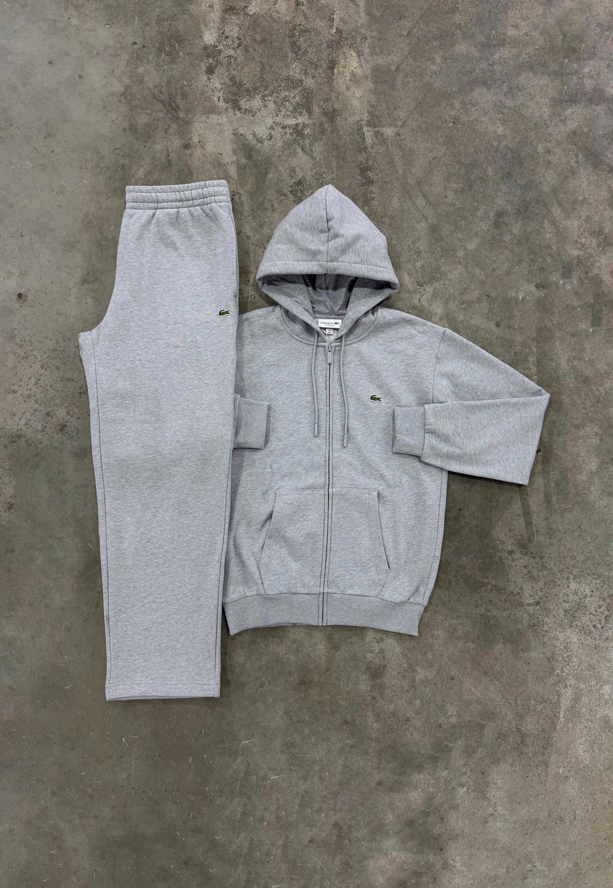 Lacoste Fleece Grey Tracksuit - Zip Hoodie / Pant