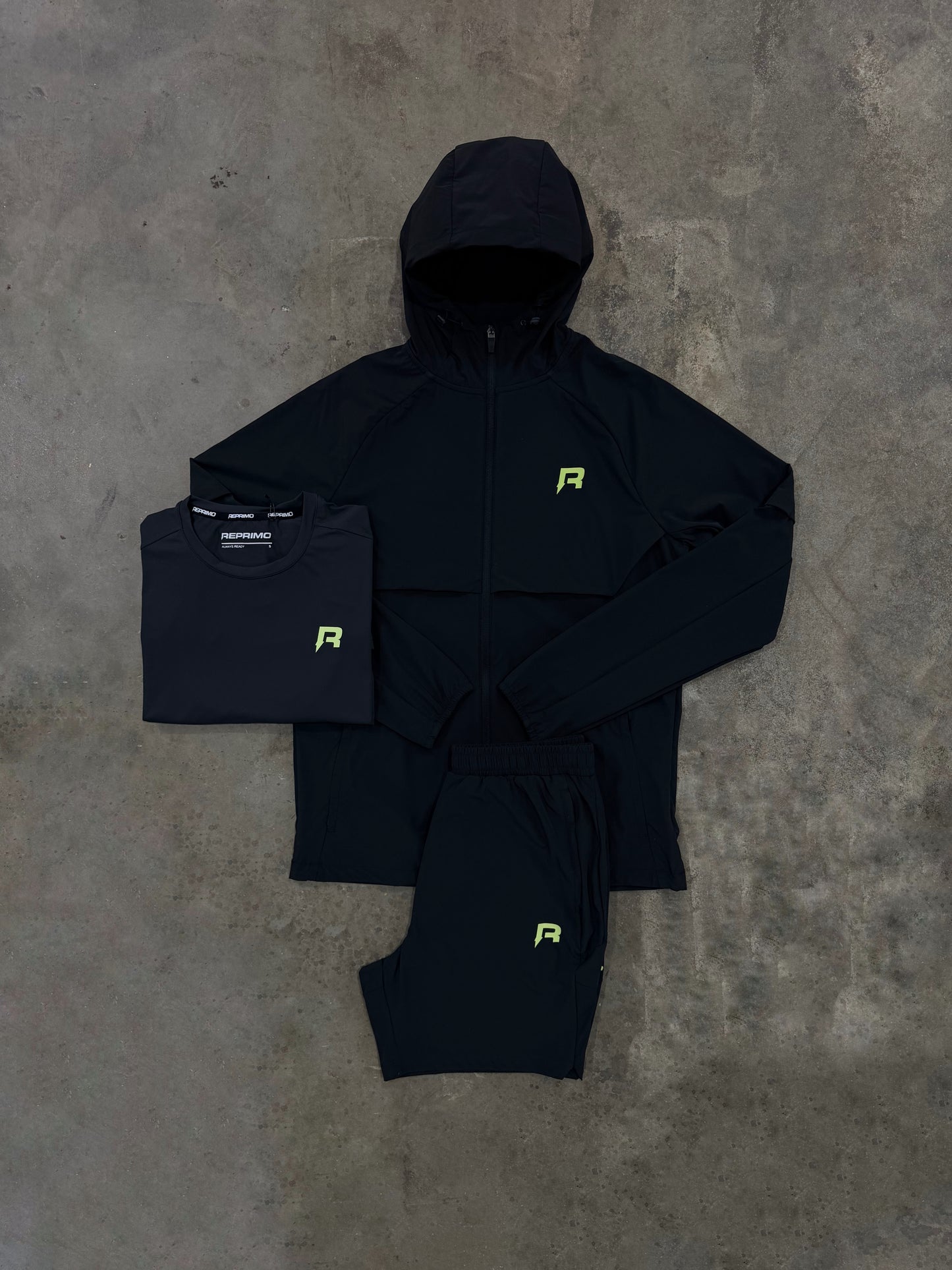 Reprimo Vortex Black / Volt 3 Piece Set - Jacket / T Shirt / Short