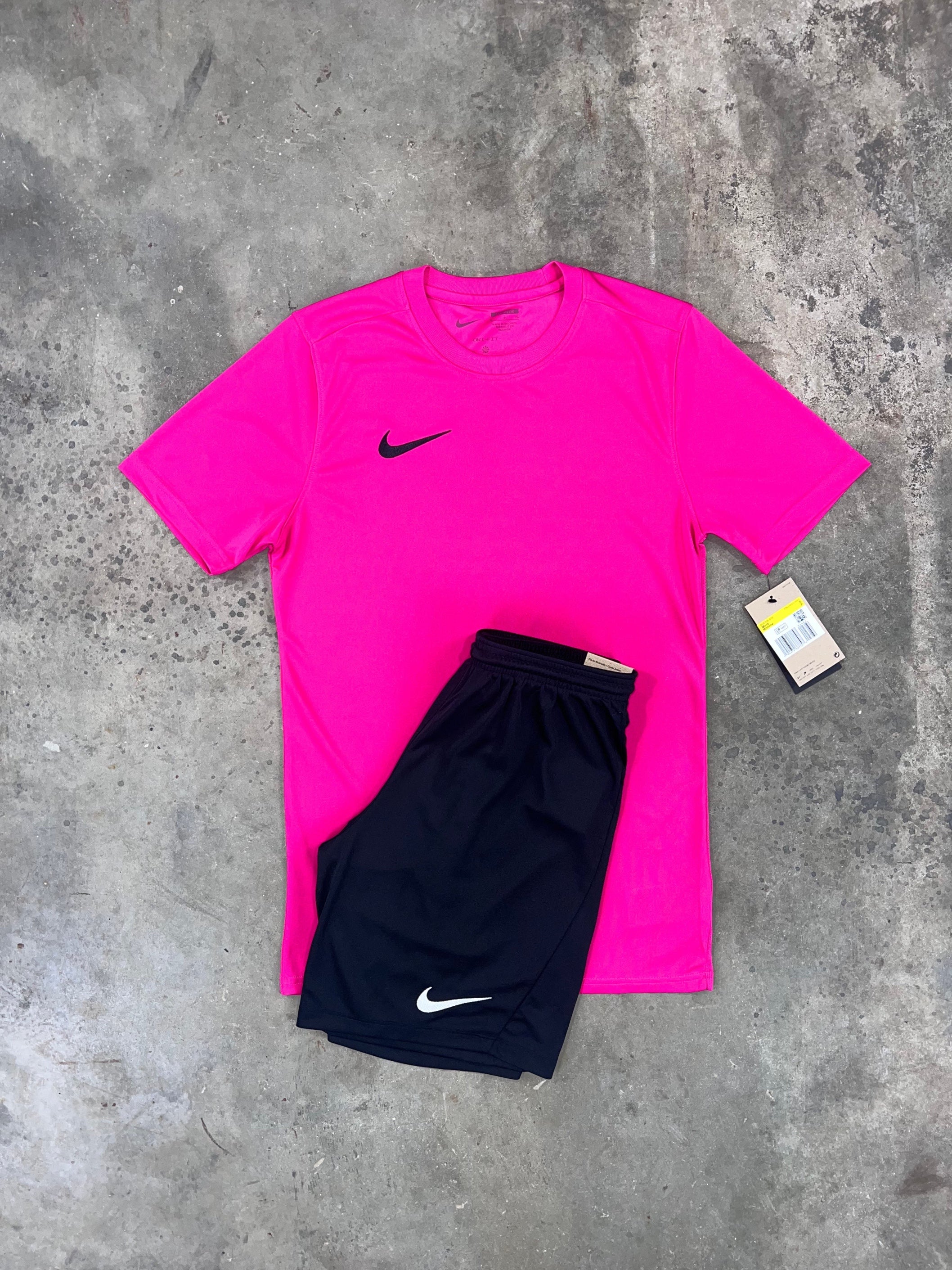 Nike Dri Fit Pink Set T Shirt Shorts DripModaUk