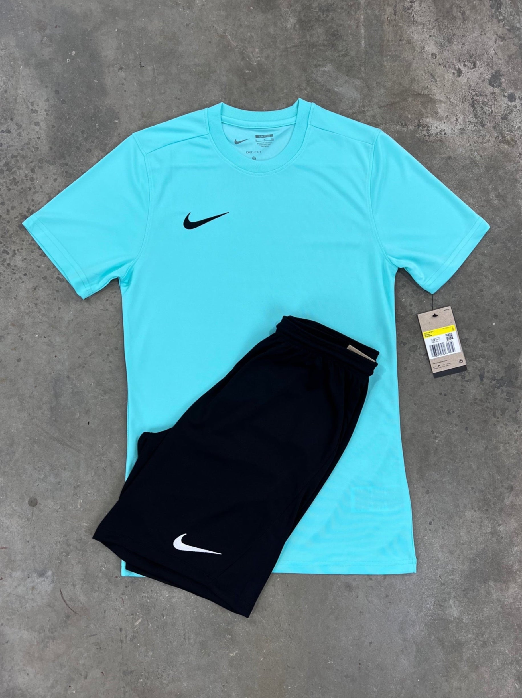 Nike Dri Fit Turquoise Black Set T Shirt Shorts DripModaUk