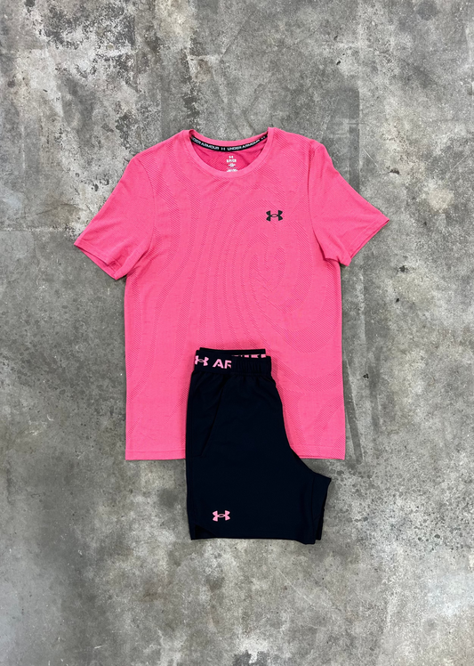 Under Armour Seamless Vanish Pink Set - T Shirt / Short